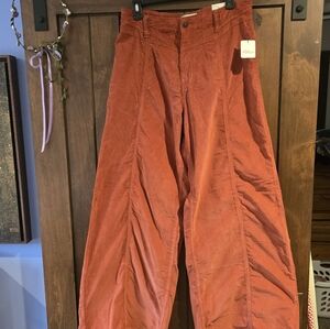 Free People Wide Leg Terra Cotta Corduroy Pants